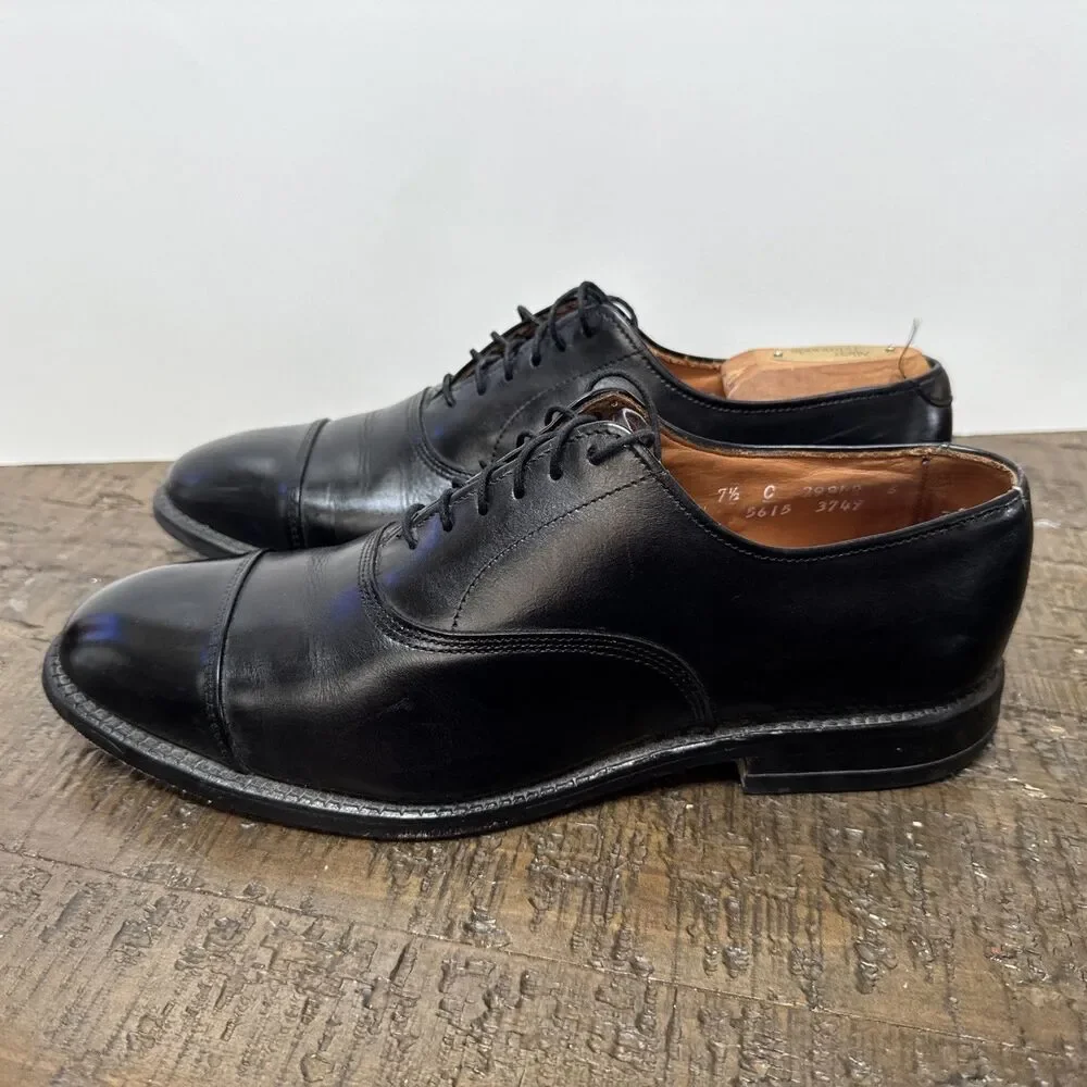 Allen Edmonds Park Avenue Leather Cap Toe Dress Shoes Size 7.5 C Black Made USA